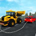 Excavator & Chained Car Crash