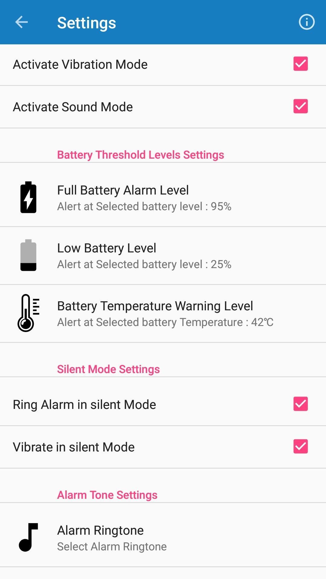 Battery sound notification на русском языке