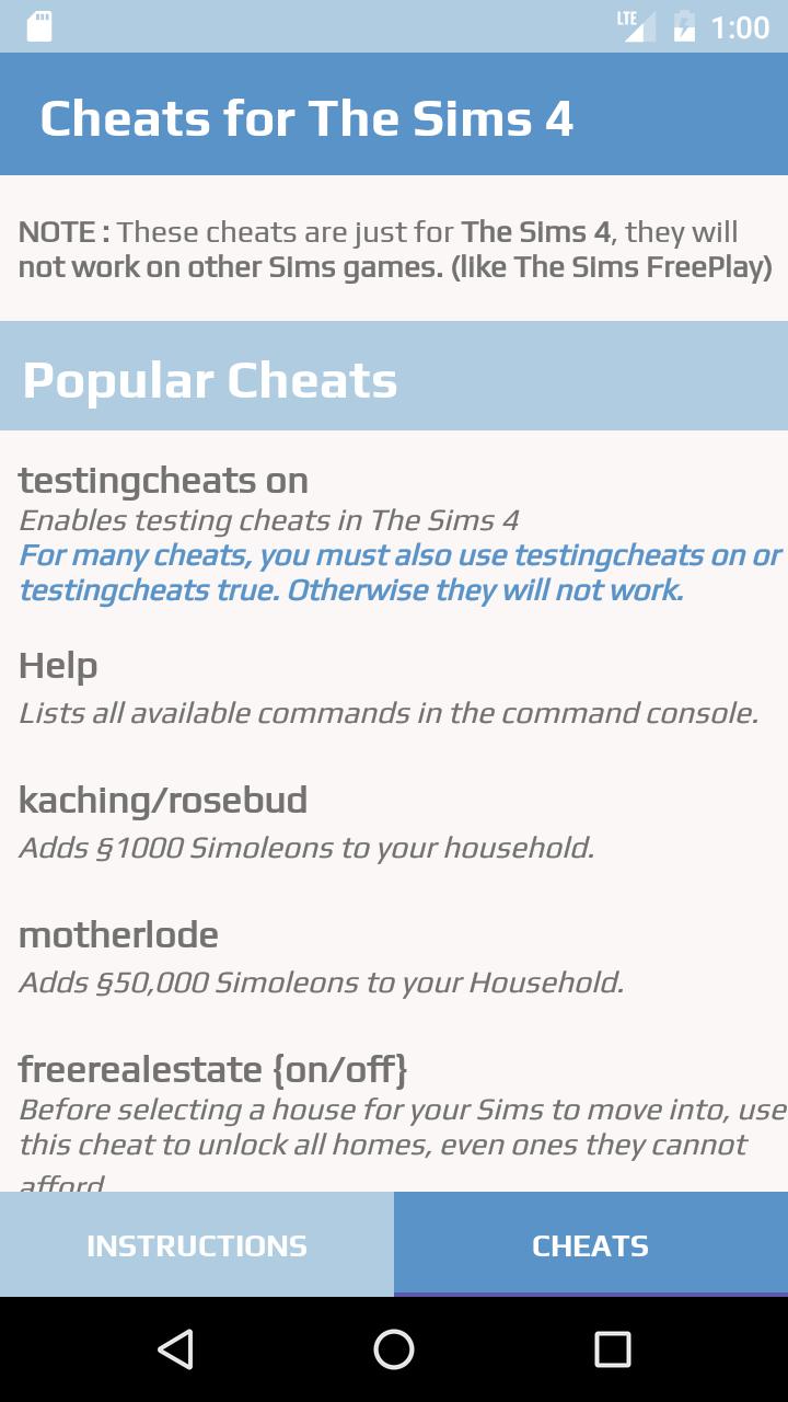 Cheats for The Sims 4 for Android - APK Download