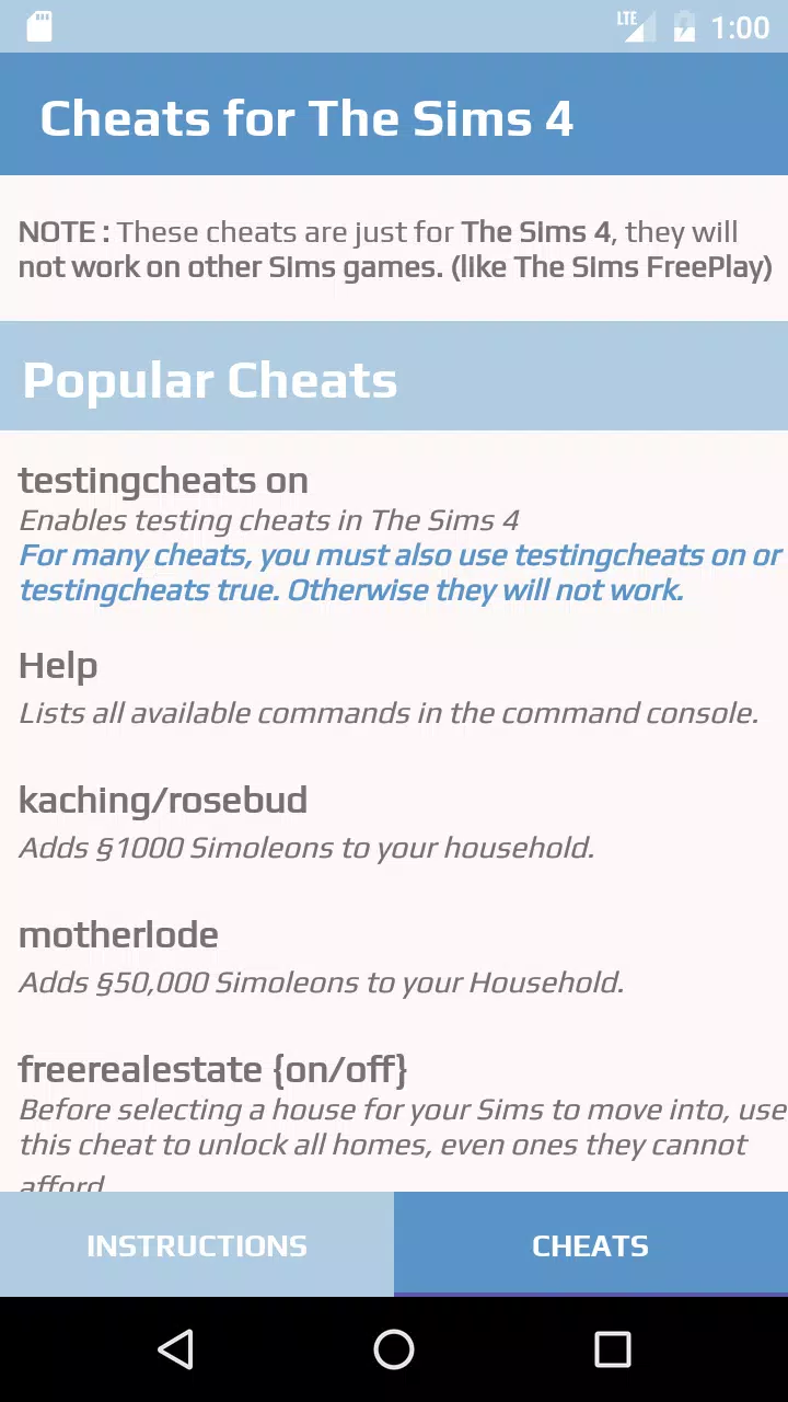 All Sims 4 Cheat Codes - Microsoft Apps