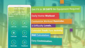 Daily Home Workout No Equipment 30 Days Fitness. poster