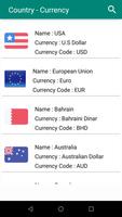 Countries And Currencies ảnh chụp màn hình 1