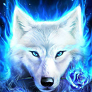 Blue Ice Fire Wolf Wallpaper APK