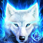 Blue Ice Fire Wolf Wallpaper icône