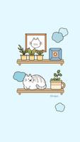 카카오톡 테마 - 선반위고양이_블루 Plakat