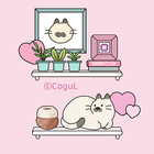 카카오톡 테마 - 선반위고양이_분홍 ícone