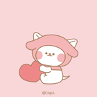 카카오톡 테마 - 달콩_댕댕이 인형탈_핑크 ícone