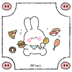 카카오톡 테마 - 살안찌는부적 바니_화이트_2 biểu tượng