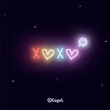 카카오톡 테마 - 네온_xoxo 하트_알록달록 ícone
