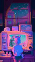 카카오톡 테마 - 90's 레트로 소녀 Plakat