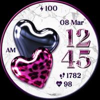 Black Pink Heart_Watchface Screenshot 3