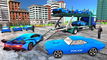 Camión transportador de automóviles de la policía Poster