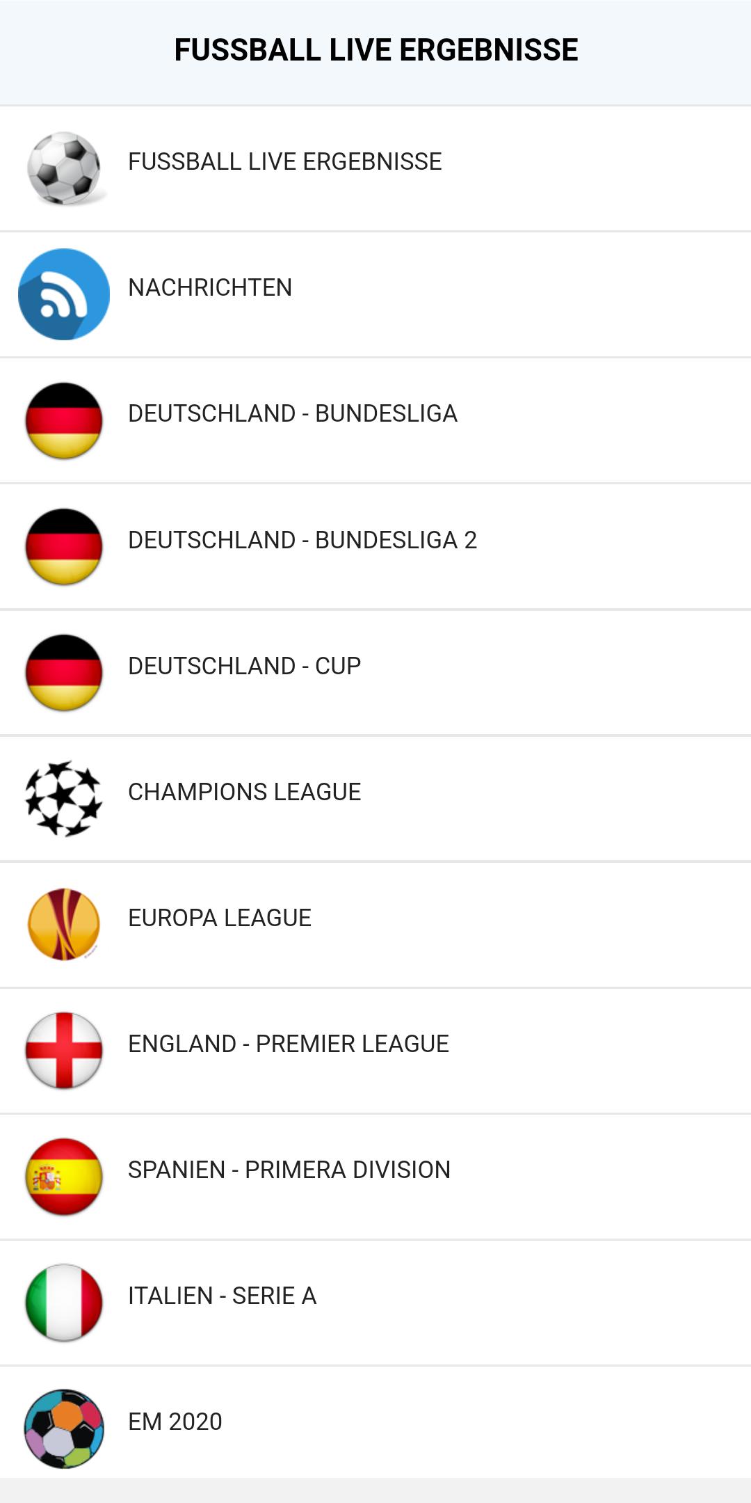 Fussball Live Ergebnisse für Android - APK herunterladen