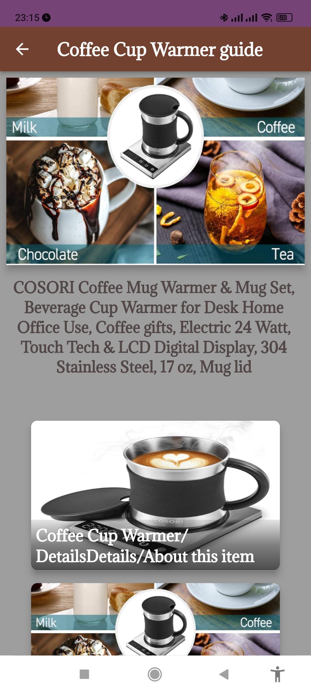 Cosori Coffee Mug Warmer & Mug Set,Electric 24Watt Beverage Cup