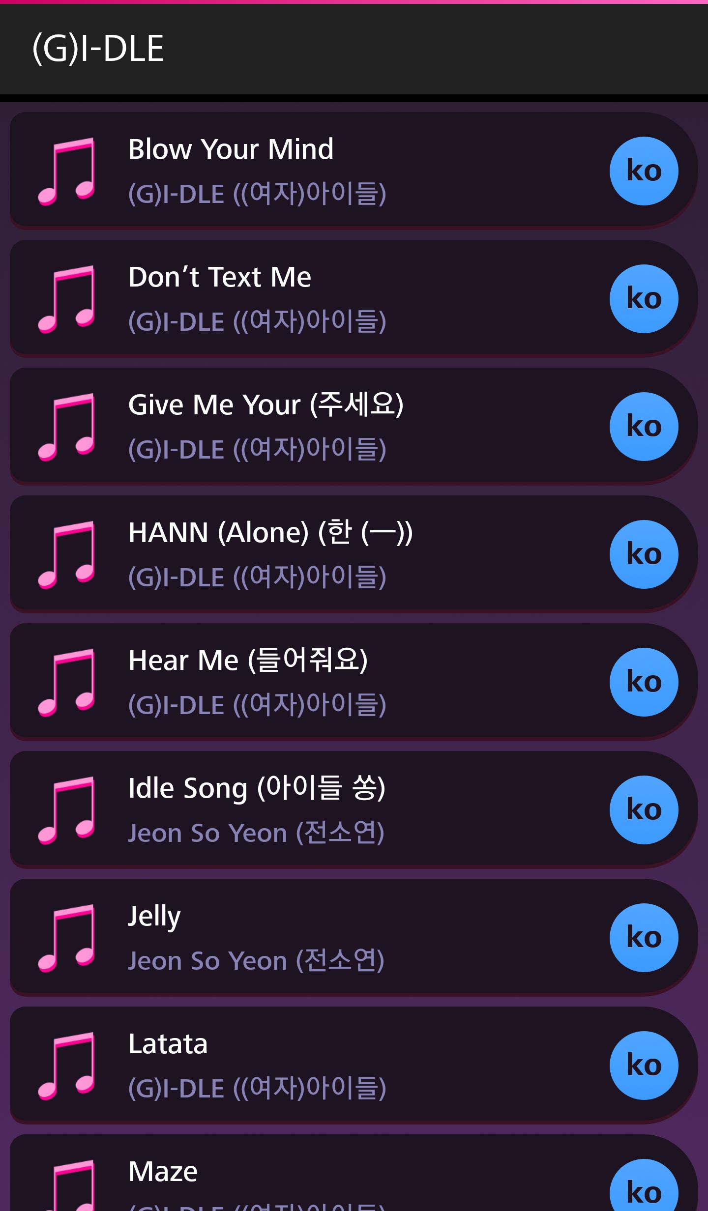 Lyrics For G I Dle Offline Cho Android Tải Về Apk