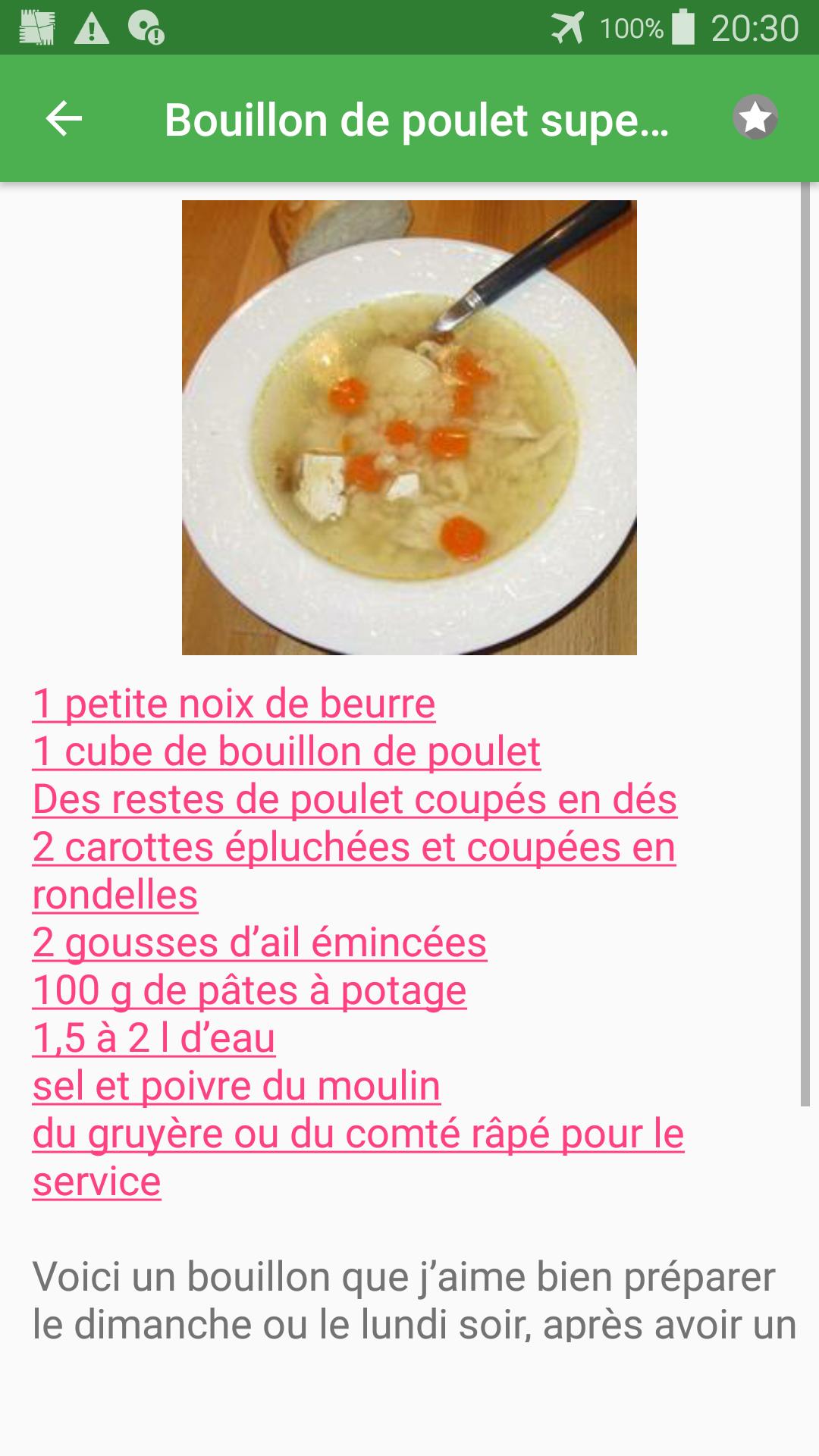 Soupe De Poulet Avec Calories Recettes En Francais For Android