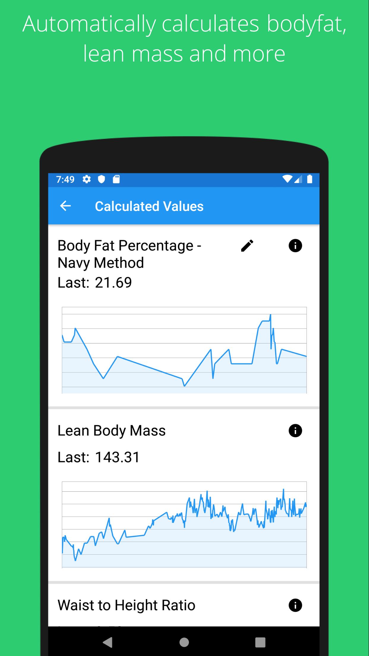 Body Measurement Body Fat And Weight Loss Tracker For