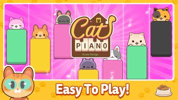 Cat Piano - Design de quarto Cartaz