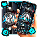 Neon blue metallic theme APK