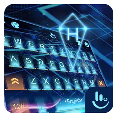 download 3D Blue Neon Future Keyboard Theme APK