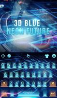 3D Blue Neon Future Affiche