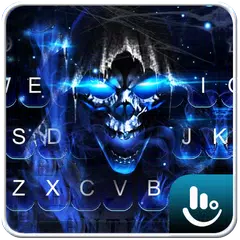 Скачать 3D Blue Flame Skull Keyboard Theme APK