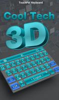 3D Blue Cool Tech Keyboard Theme Affiche