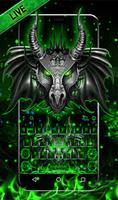 Live Neon Green Metal Dragon Keyboard постер