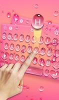 3D Pink Water Droplets Keyboard Theme постер
