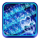 Blue Sparkling Heart Keyboard Theme أيقونة