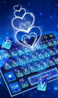 Blue Sparkling Heart Keyboard Theme پوسٹر