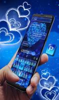 Blue Sparkling Heart Keyboard Theme captura de pantalla 1