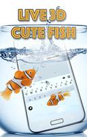 Ikan 3D Hidup Lucu Keyboard Tema poster