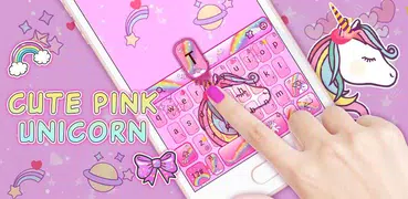 Cute Pink Unicorn Keyboard--Feeds,Stickers,Themes