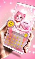Cute Pink Lovely Kitty Cat Keyboard Theme capture d'écran 2