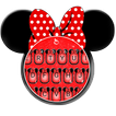 Red Cute Bowknot Glitter Minny Keyboard Theme