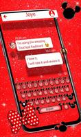 Red Cute Bowknot Glitter Minny Keyboard Theme скриншот 1