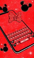 Red Cute Bowknot Glitter Minny Keyboard Theme скриншот 2