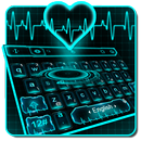 Blue Neon Heart Keyboard Theme APK