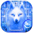 Blue Fire Flaming Ice Wolf Keyboard Theme