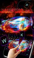 Burning Sports Car Keyboard Theme постер