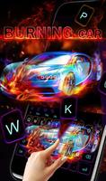 Burning Sports Car Keyboard Theme Cartaz