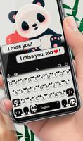 Black White Lovely Cute Panda Keyboard Theme imagem de tela 1