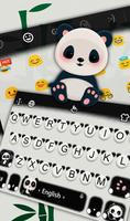 Black White Lovely Cute Panda Keyboard Theme capture d'écran 2