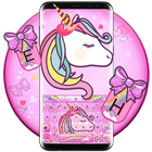 Lovely Cuteness Pink Unicorn Keyboard Theme иконка