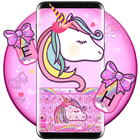 Lovely Cuteness Pink Unicorn Keyboard Theme icône