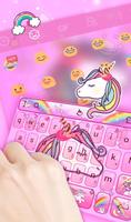 Lovely Cuteness Pink Unicorn Keyboard Theme Ekran Görüntüsü 1