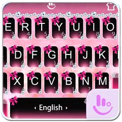 Скачать Diamond Pink Glitter Bowknot Keyboard Theme APK