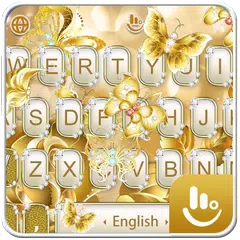 Скачать Golden Diamond Butterfly Keyboard Theme APK