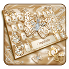 Tema de oro del teclado de la perla de la flor icono